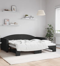 Tagesbett Ausziehbar Schwarz 90x190 cm Stoff