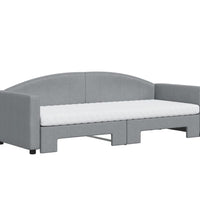 Tagesbett Ausziehbar mit Matratze Hellgrau 80x200 cm Stoff
