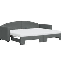 Tagesbett Ausziehbar mit Matratzen Dunkelgrau 80x200 cm Stoff