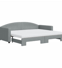 Tagesbett Ausziehbar mit Matratze Hellgrau 90x200 cm Stoff