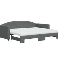 Tagesbett Ausziehbar mit Matratzen Dunkelgrau 90x200 cm Stoff