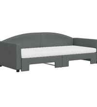 Tagesbett Ausziehbar mit Matratzen Dunkelgrau 90x200 cm Stoff