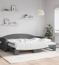 Tagesbett Ausziehbar mit Matratzen Dunkelgrau 90x200 cm Stoff