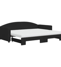 Tagesbett Ausziehbar mit Matratzen Schwarz 90x200 cm Stoff