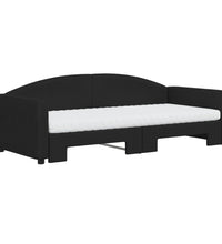 Tagesbett Ausziehbar mit Matratzen Schwarz 90x200 cm Stoff