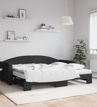 Tagesbett Ausziehbar mit Matratzen Schwarz 90x200 cm Stoff