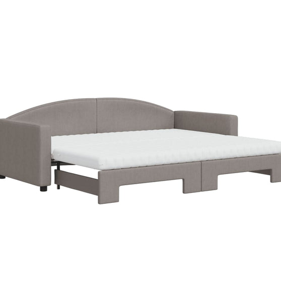 Tagesbett Ausziehbar mit Matratzen Taupe 90x200 cm Stoff