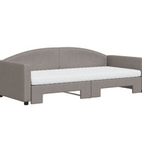 Tagesbett Ausziehbar mit Matratzen Taupe 90x200 cm Stoff