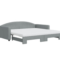 Tagesbett Ausziehbar mit Matratze Hellgrau 100x200 cm Stoff