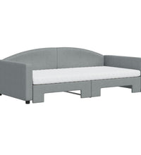 Tagesbett Ausziehbar mit Matratze Hellgrau 100x200 cm Stoff