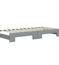 Tagesbett Ausziehbar mit Matratze Hellgrau 100x200 cm Stoff