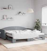Tagesbett Ausziehbar mit Matratze Hellgrau 100x200 cm Stoff