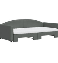 Tagesbett Ausziehbar mit Matratzen Dunkelgrau 100x200 cm Stoff