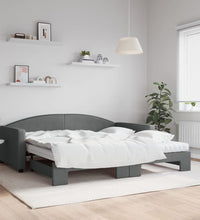 Tagesbett Ausziehbar mit Matratzen Dunkelgrau 100x200 cm Stoff