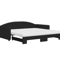 Tagesbett Ausziehbar mit Matratzen Schwarz 100x200 cm Stoff