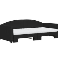 Tagesbett Ausziehbar mit Matratzen Schwarz 100x200 cm Stoff