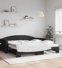 Tagesbett Ausziehbar mit Matratzen Schwarz 100x200 cm Stoff