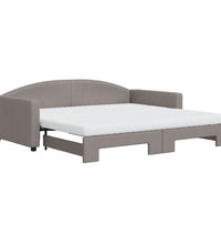Tagesbett Ausziehbar mit Matratzen Taupe 100x200 cm Stoff
