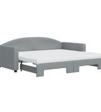 Tagesbett Ausziehbar mit Matratze Hellgrau 90x190 cm Stoff
