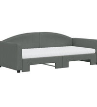Tagesbett Ausziehbar mit Matratzen Dunkelgrau 90x190 cm Stoff