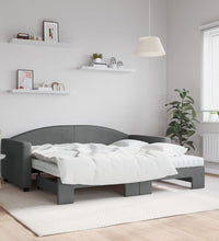 Tagesbett Ausziehbar mit Matratzen Dunkelgrau 90x190 cm Stoff