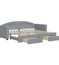 Tagesbett Ausziehbar mit Schubladen Hellgrau 80x200 cm Stoff