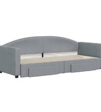 Tagesbett Ausziehbar mit Schubladen Hellgrau 80x200 cm Stoff