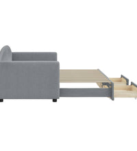 Tagesbett Ausziehbar mit Schubladen Hellgrau 80x200 cm Stoff