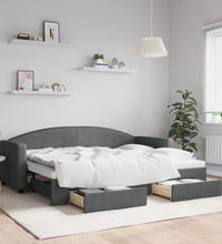 Tagesbett Ausziehbar mit Schubladen Dunkelgrau 80x200 cm Stoff