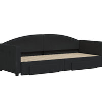 Tagesbett Ausziehbar mit Schubladen Schwarz 80x200 cm Stoff