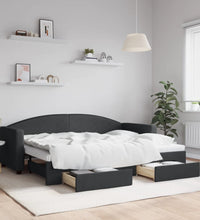 Tagesbett Ausziehbar mit Schubladen Schwarz 80x200 cm Stoff