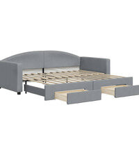 Tagesbett Ausziehbar mit Schubladen Hellgrau 90x200 cm Stoff