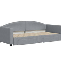 Tagesbett Ausziehbar mit Schubladen Hellgrau 90x200 cm Stoff