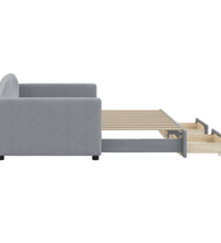 Tagesbett Ausziehbar mit Schubladen Hellgrau 90x200 cm Stoff