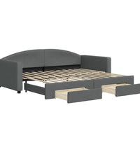 Tagesbett Ausziehbar mit Schubladen Dunkelgrau 90x200 cm Stoff