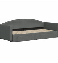 Tagesbett Ausziehbar mit Schubladen Dunkelgrau 90x200 cm Stoff