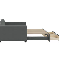 Tagesbett Ausziehbar mit Schubladen Dunkelgrau 90x200 cm Stoff