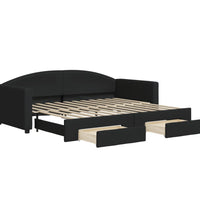 Tagesbett Ausziehbar mit Schubladen Schwarz 90x200 cm Stoff