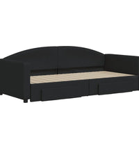 Tagesbett Ausziehbar mit Schubladen Schwarz 90x200 cm Stoff