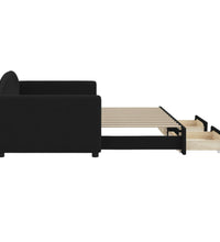 Tagesbett Ausziehbar mit Schubladen Schwarz 90x200 cm Stoff