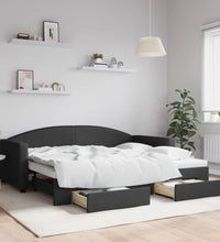 Tagesbett Ausziehbar mit Schubladen Schwarz 90x200 cm Stoff