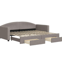 Tagesbett Ausziehbar mit Schubladen Taupe 90x200 cm Stoff