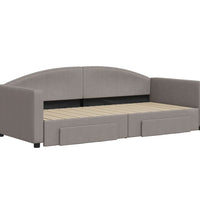Tagesbett Ausziehbar mit Schubladen Taupe 90x200 cm Stoff
