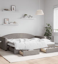Tagesbett Ausziehbar mit Schubladen Taupe 90x200 cm Stoff