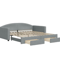 Tagesbett Ausziehbar mit Schubladen Hellgrau 100x200 cm Stoff
