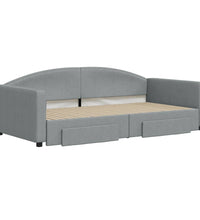 Tagesbett Ausziehbar mit Schubladen Hellgrau 100x200 cm Stoff
