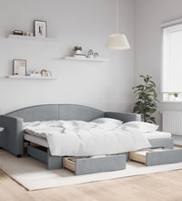 Tagesbett Ausziehbar mit Schubladen Hellgrau 100x200 cm Stoff