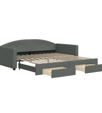 Tagesbett Ausziehbar mit Schubladen Dunkelgrau 100x200 cm Stoff
