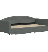 Tagesbett Ausziehbar mit Schubladen Dunkelgrau 100x200 cm Stoff