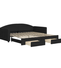 Tagesbett Ausziehbar mit Schubladen Schwarz 100x200 cm Stoff